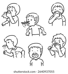 vector set of people sneezing