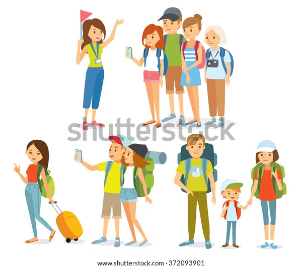 Vector Set People Traveling Stock Vector (Royalty Free) 372093901