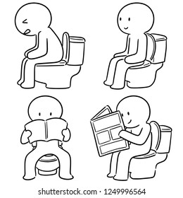vector set of people use flush toilet