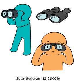 vector set of people using binoculars