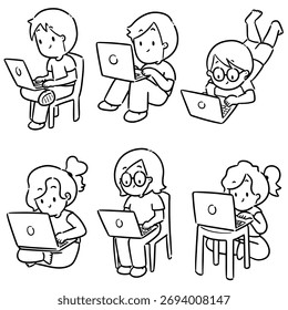 conjunto vetorial de pessoas usando laptop