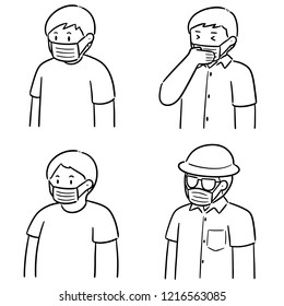vector set of people using medical protective mask