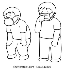 vector set of people using medical protective mask