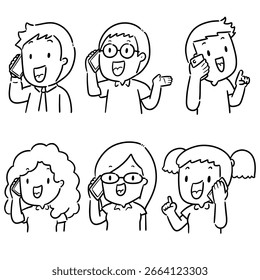 conjunto vetorial de pessoas usando smartphone