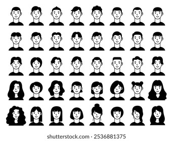 Vector conjunto de personas en varios peinados