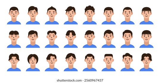 vector set of people in various hairstyles