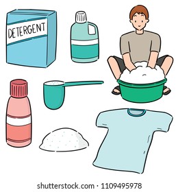 vector set of people washing clothes