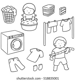 vector set of people washing clothes