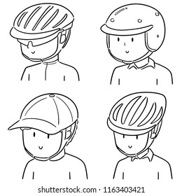 vector set of people wearing helmet