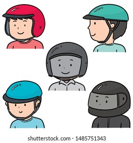 vector set of people wearing helmet