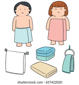 vector set of people wearing towel
