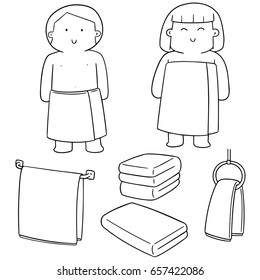 vector set of people wearing towel