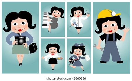 Vector set - people's occupations (women)