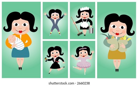 Vector set - people's occupations (women)