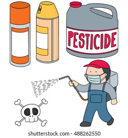 vector set of pesticide and farmer