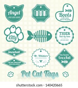 Vector Set: Pet Cat Name Tags And Labels