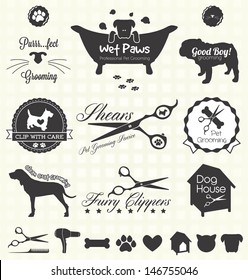 Vector Set: Pet Grooming Labels
