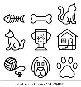 Vector set of pet icons in modern thin line style.