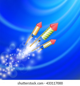 Vector Set of Petards Isolated on Blurred Blue Background