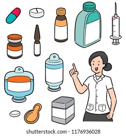 vector set of pharmacist and medicine