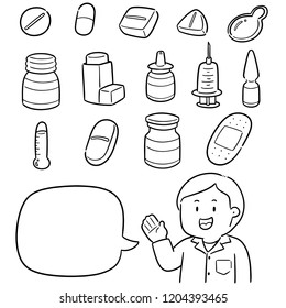 vector set of pharmacist and medicine