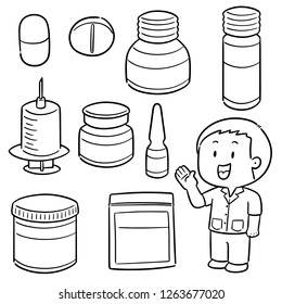 vector set of pharmacist and medicine