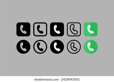 Vector Set Phone Call Icons Gray Background