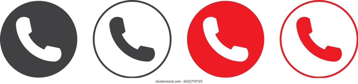 Vector set phone call icons. Phone icon flat sign style Black call icon sign, call icon design, Contact us icon vector illustration,
