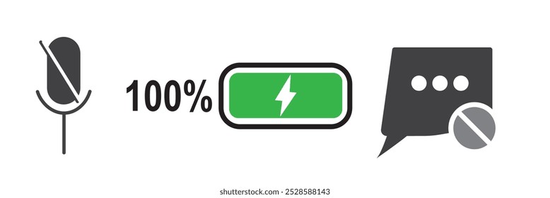 Conjunto de Vector de señal de teléfono, Ilustración vectorial de icono de barra de Estado