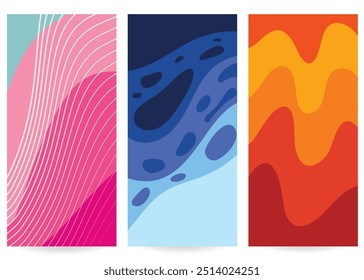 Vetor conjunto de papéis de parede de telefone com padrões abstratos - adicionar criatividade e personalidade ao seu dispositivo! Diferentes esquemas de cores e padrões exclusivos criarão uma aparência moderna da tela