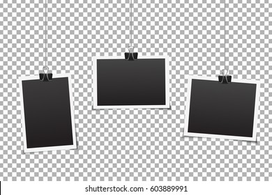 Vector set of photo frames on the transparent background.