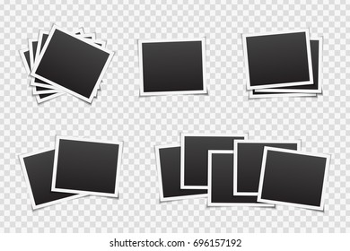 Vector set of photo frames on the transparent background. Realistic template for photo covering, branding and decoration.