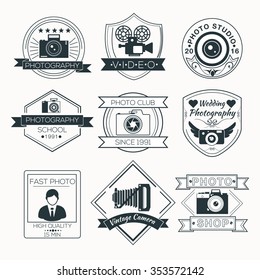 Vector Set of Photography Badges, Labels and Logos. Vintage Style