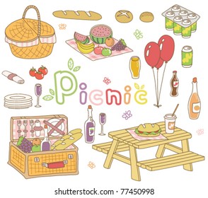 a vector set of picnic goods