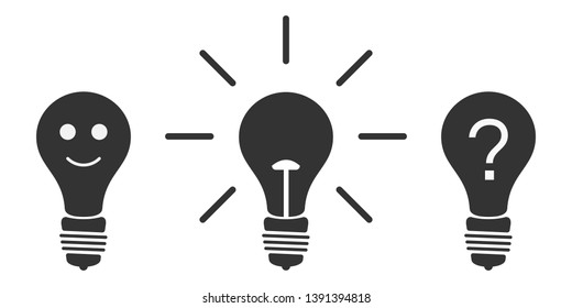 Vector set of the pictogram icon light bulbs. Isolated on white background.
