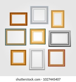 Vector set of picture frames on light background.