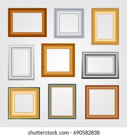 Vector set of picture frames on white background.