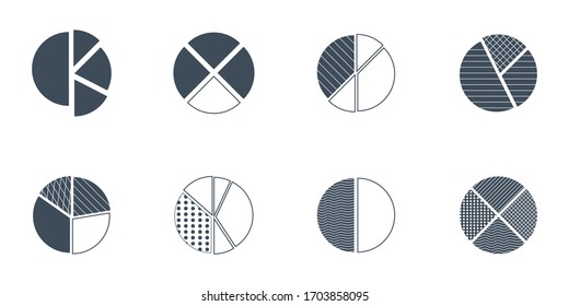 vector set of pie charts of different type of decoration