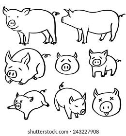 vector set of pig