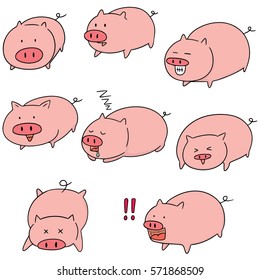 vector set of pig