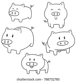 vector set of pig