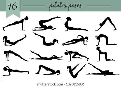 Vector set with pilates icons