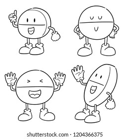 vector set of pill cartoon
