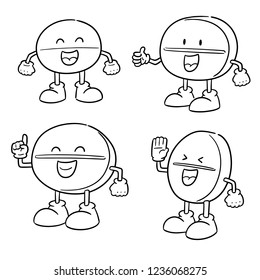 vector set of pill cartoon