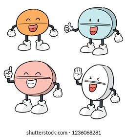 vector set of pill cartoon