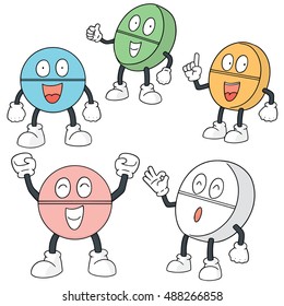 vector set of pill cartoon