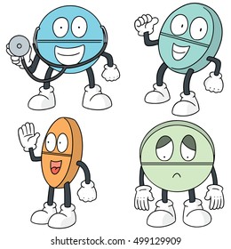 vector set of pill cartoon