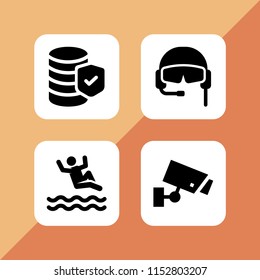 vector set. pilot, cctv, verification and swimming pool illustration for web and graphic design