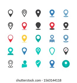 vector set of pin icons. map markers