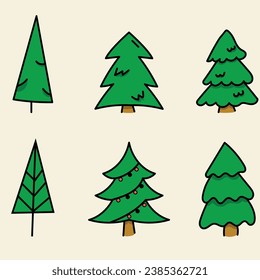vector set of pine tree for xmass